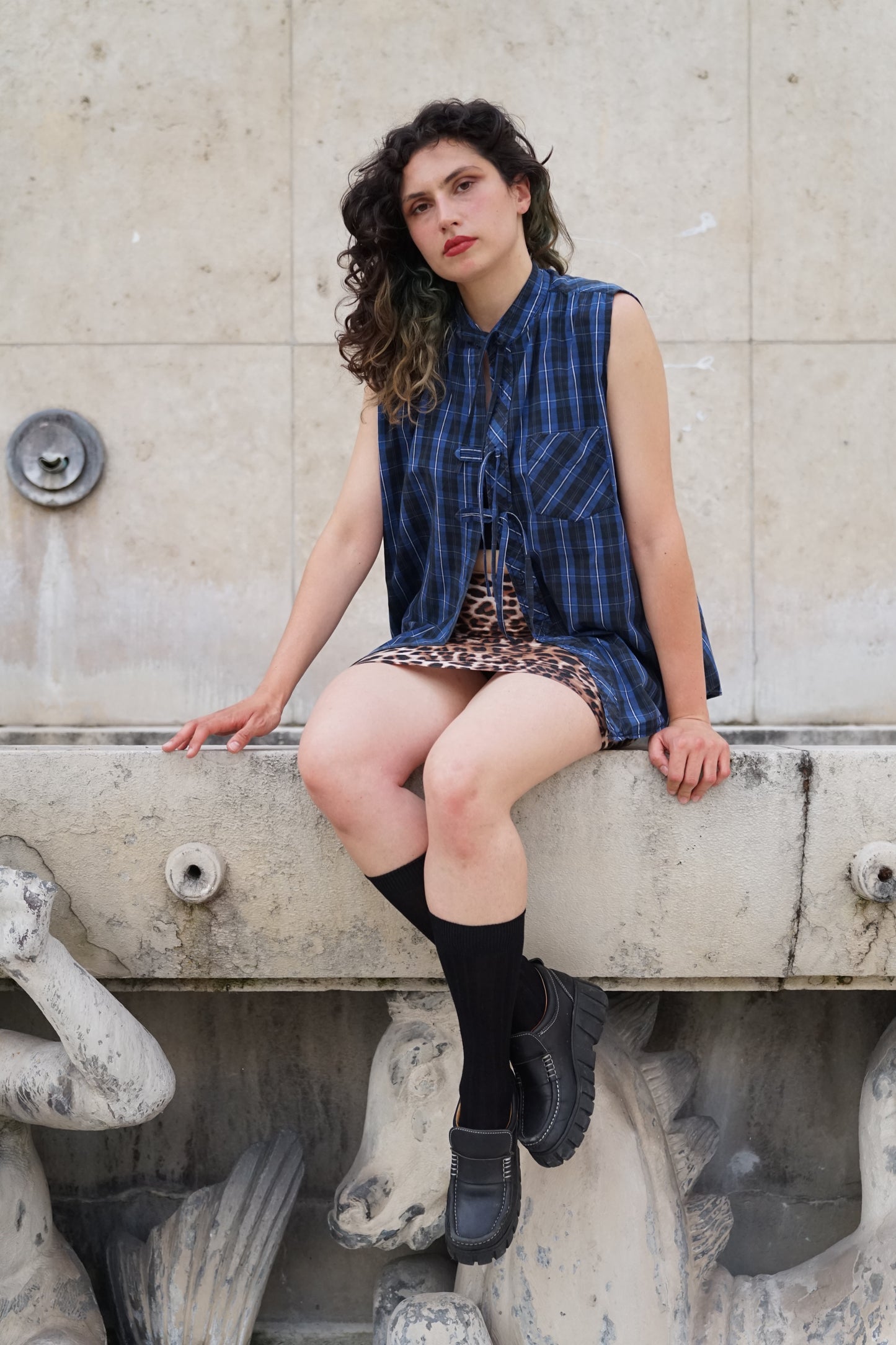 La chemise June bleue à carreaux