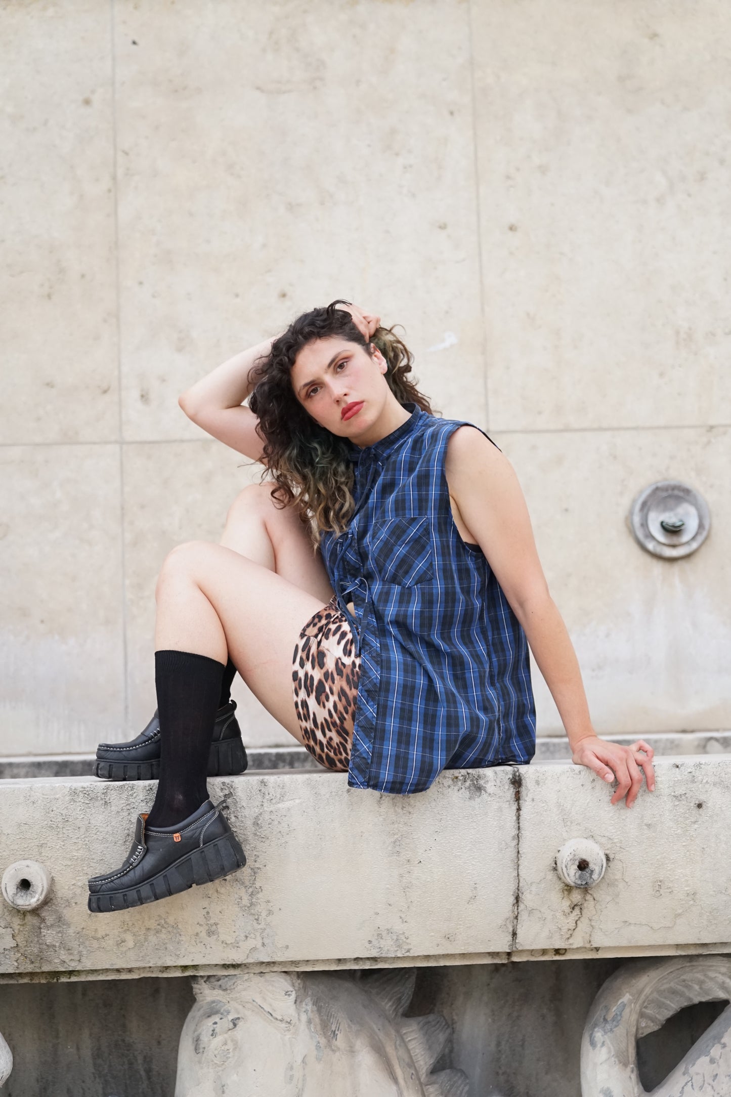 La chemise June bleue à carreaux