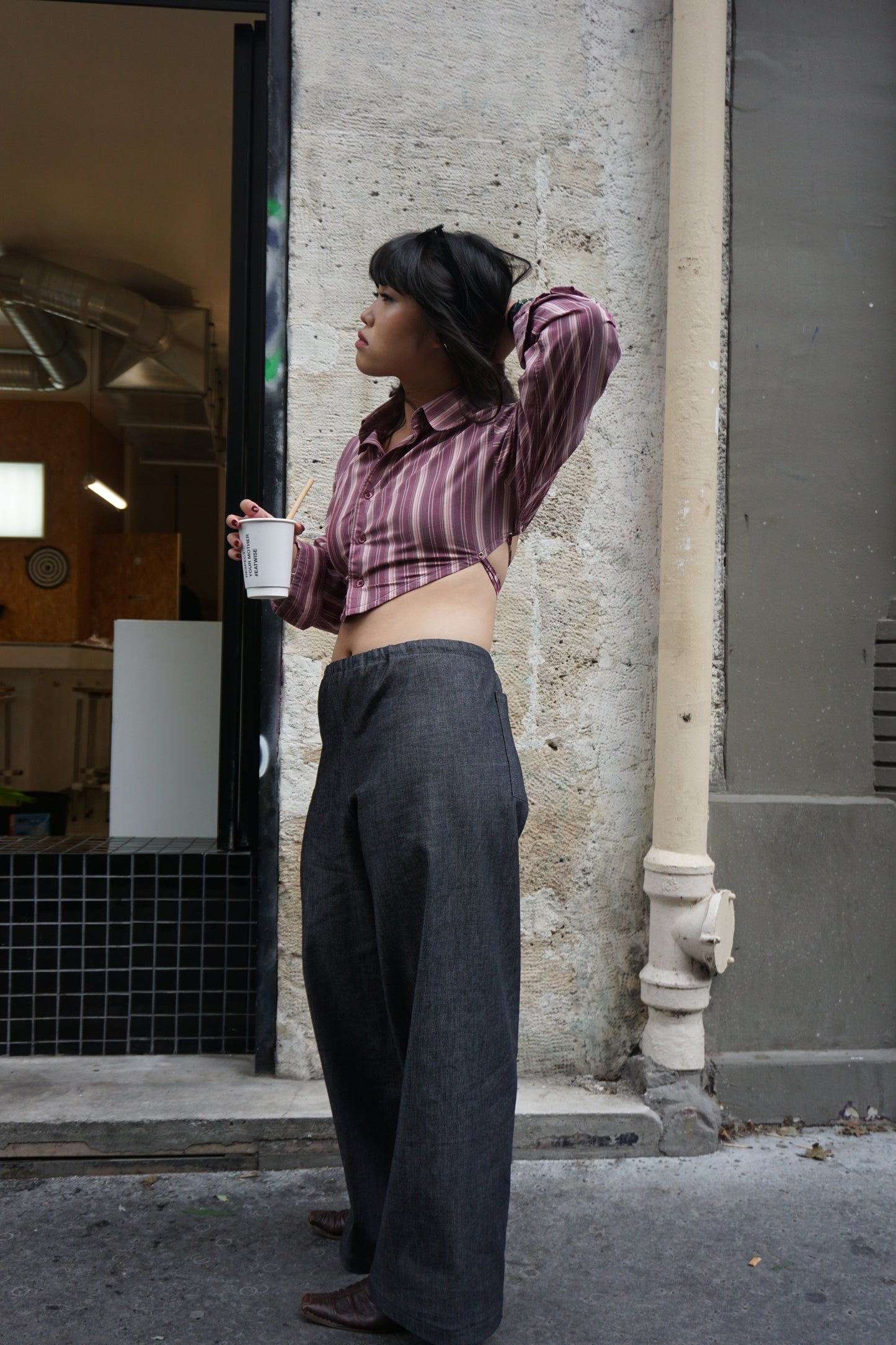 La chemise Ajar prune à rayures