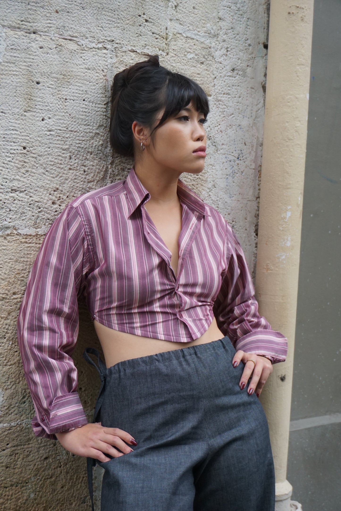 La chemise Ajar prune à rayures