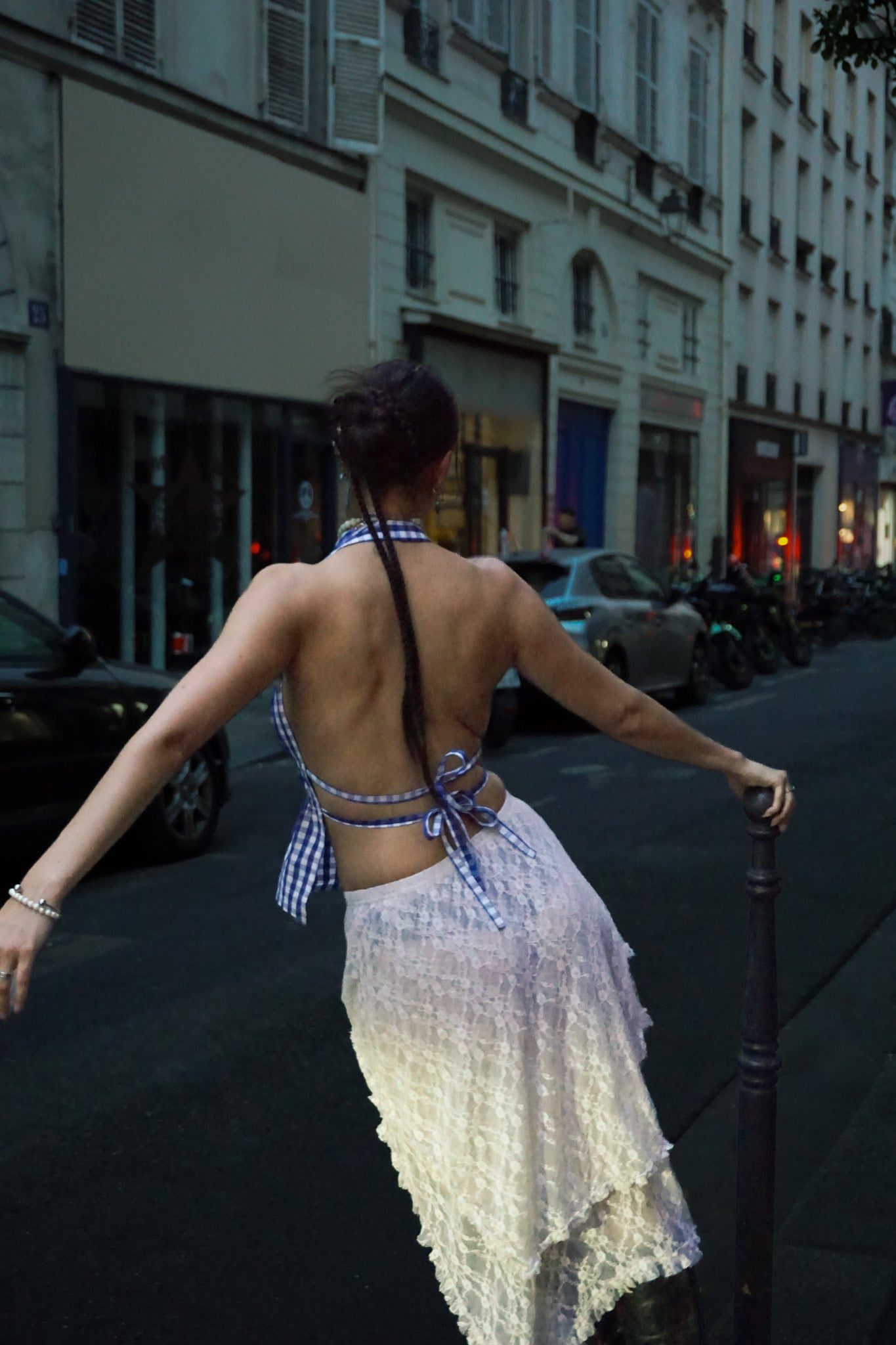 Top Ana vichy bleu et blanc