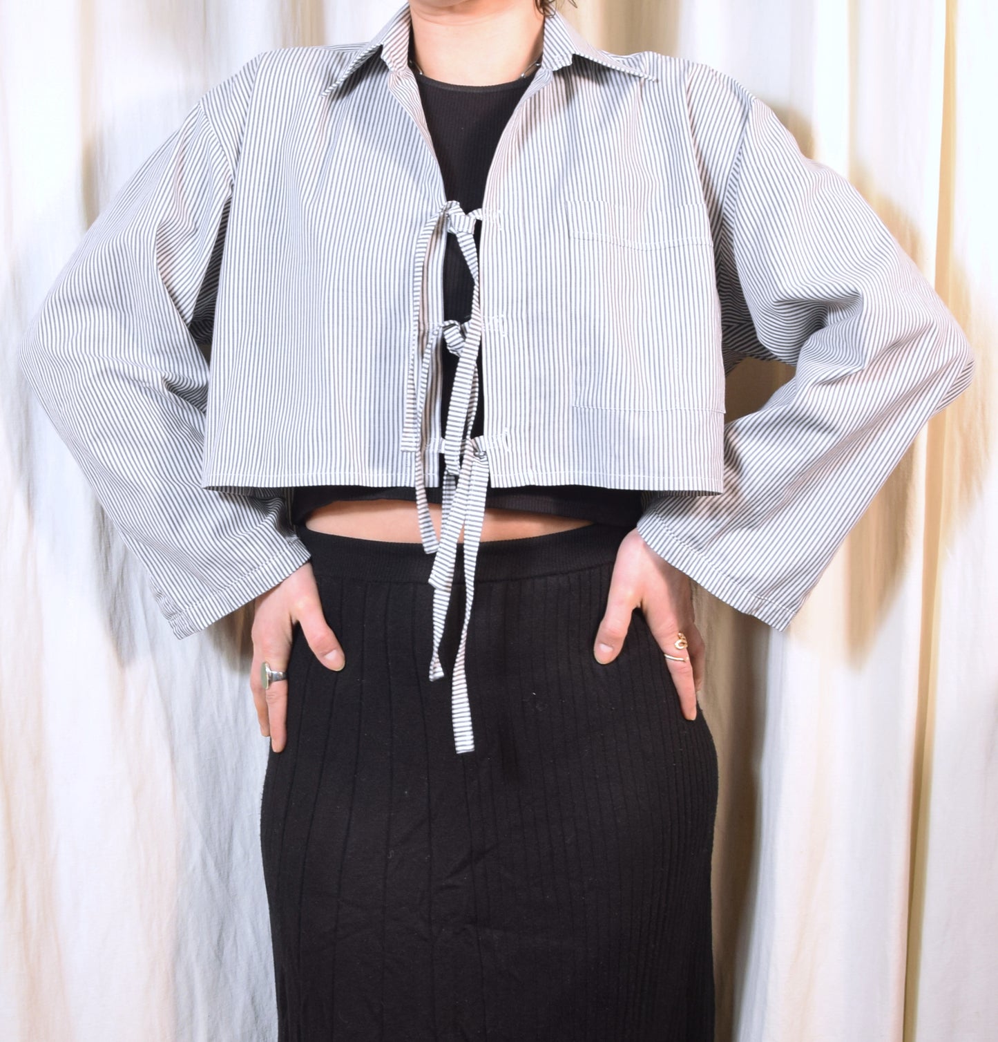 La chemise May à rayures gris/blanc