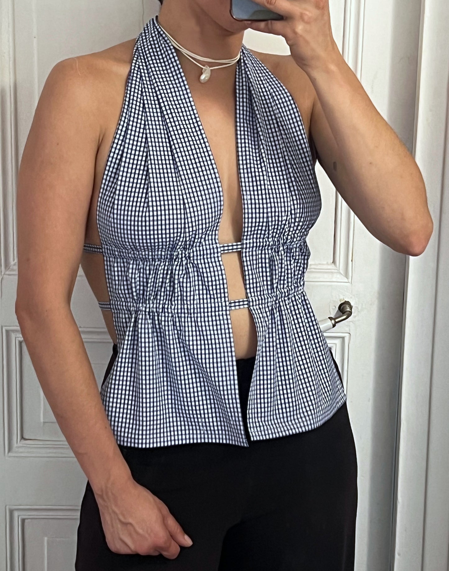 Le top Ana en vichy bleu et blanc