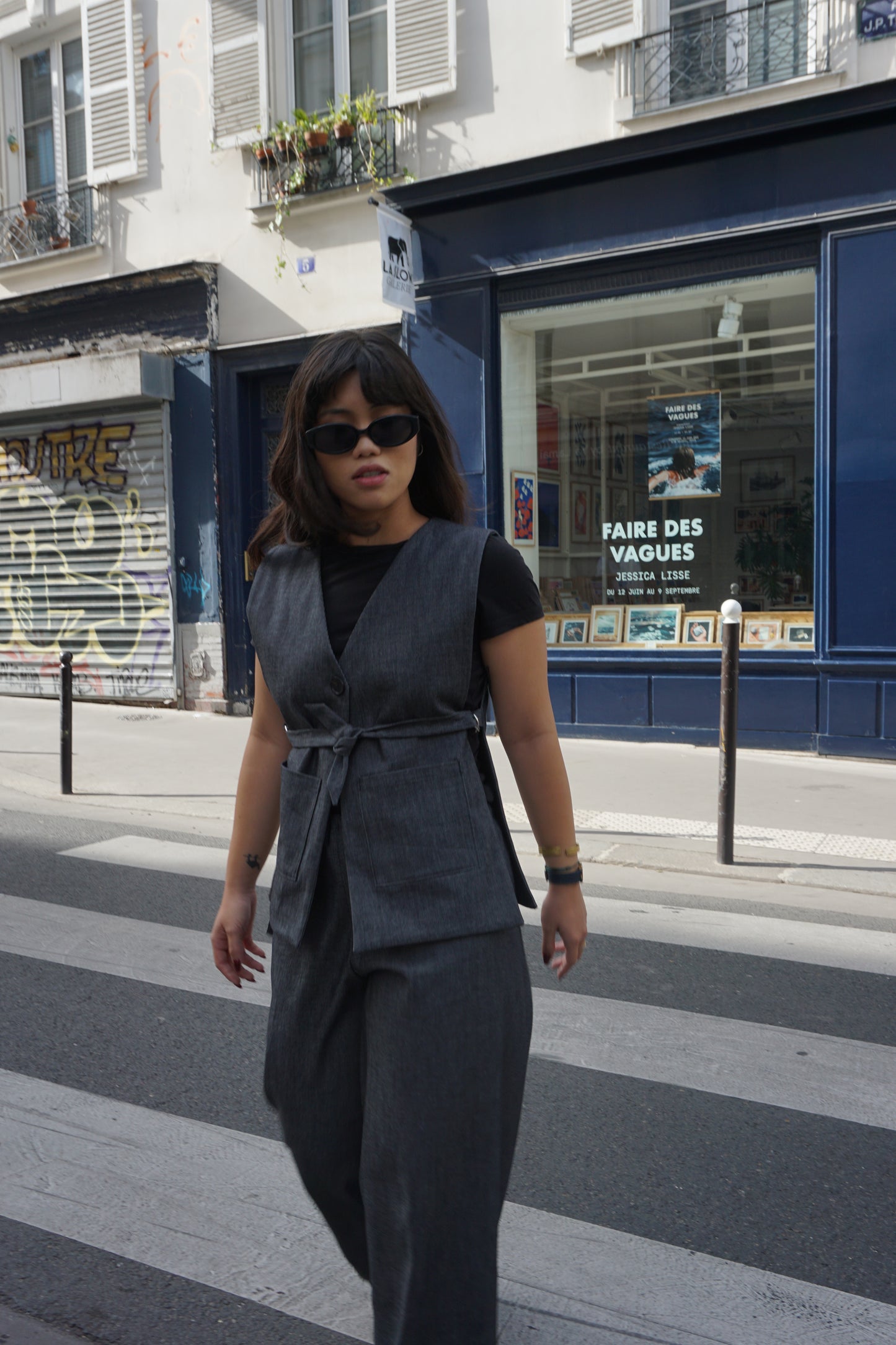 La veste Ertha en denim gris foncé