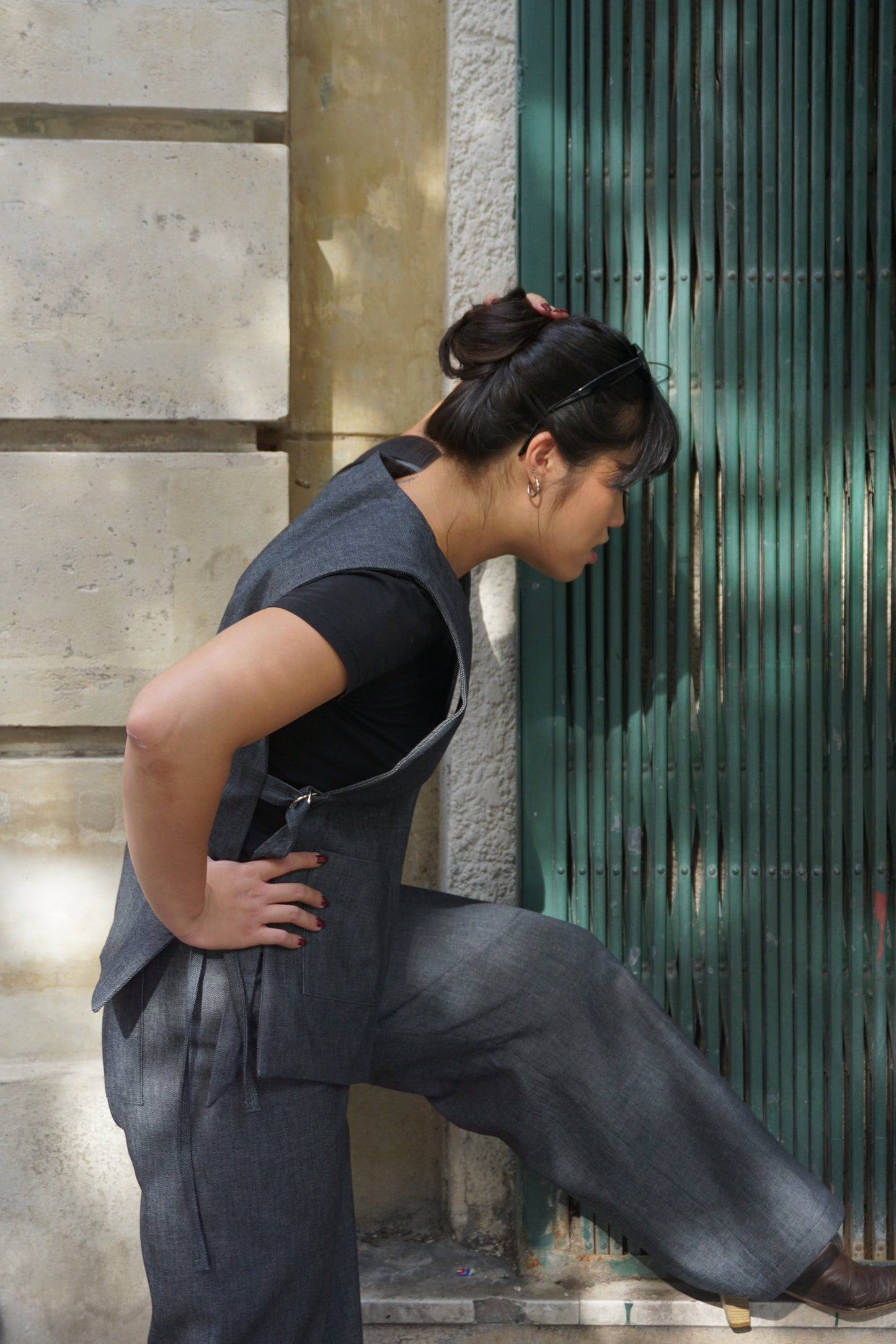 La veste Ertha en denim gris foncé