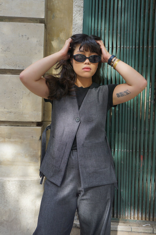 La veste Ertha en denim gris foncé