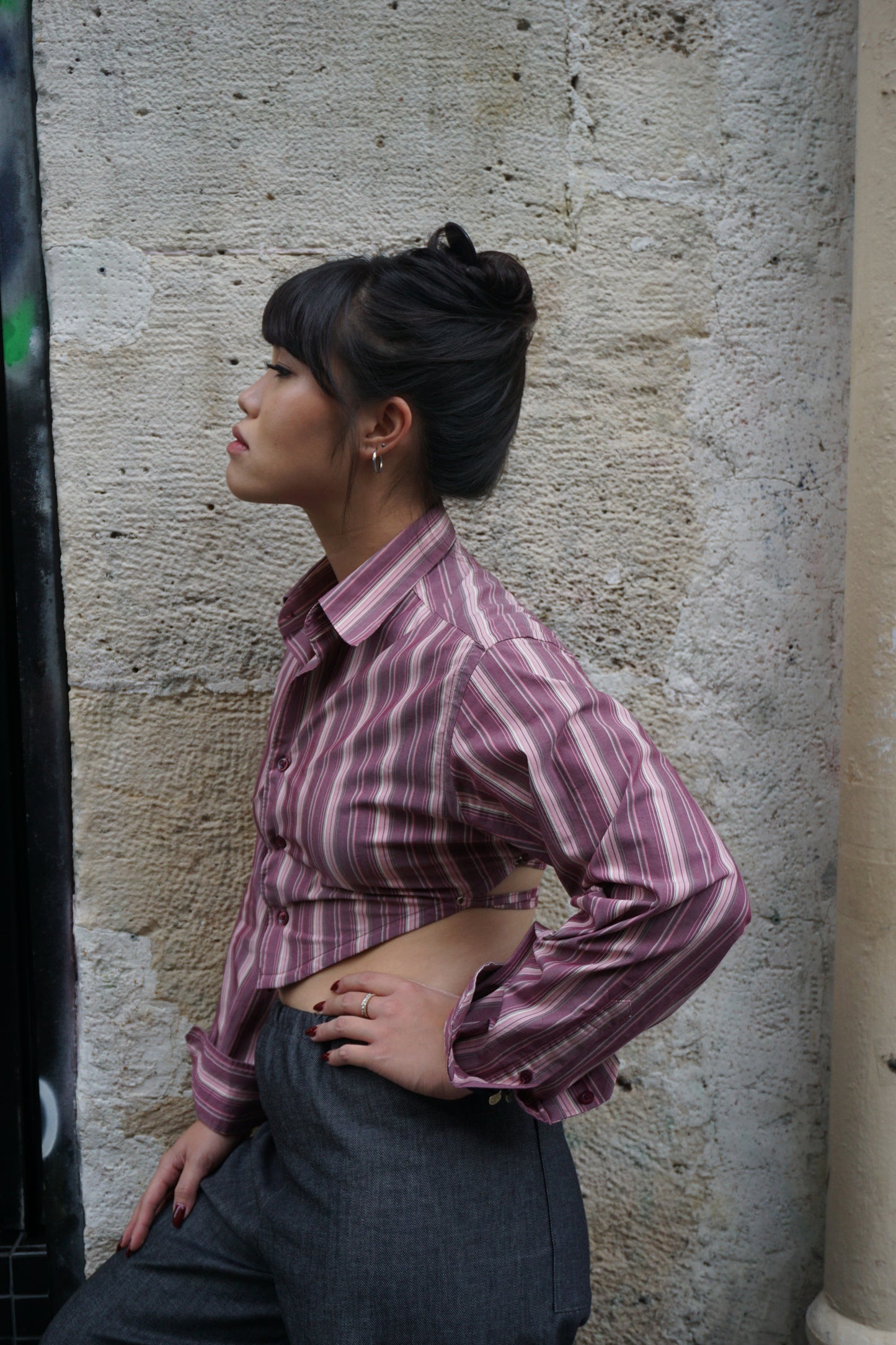 La chemise Ajar prune à rayures