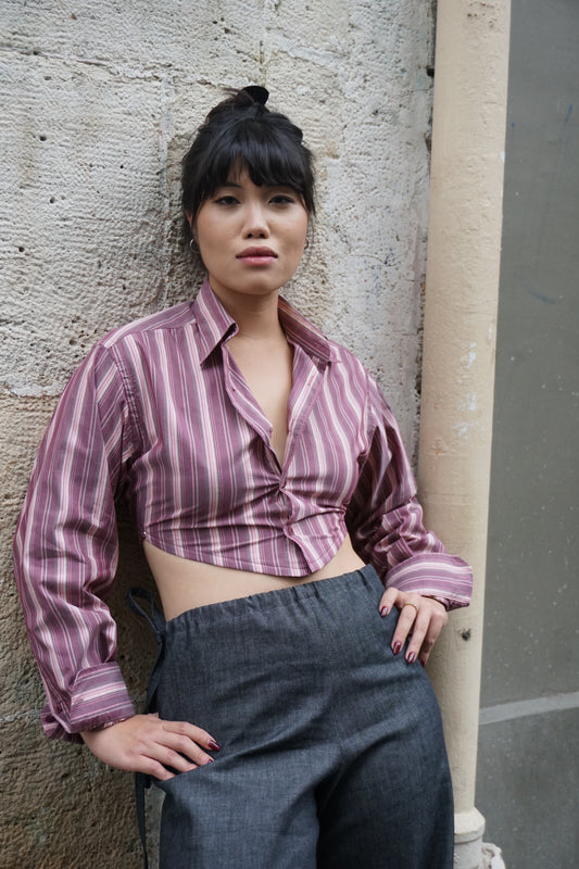 La chemise Ajar prune à rayures