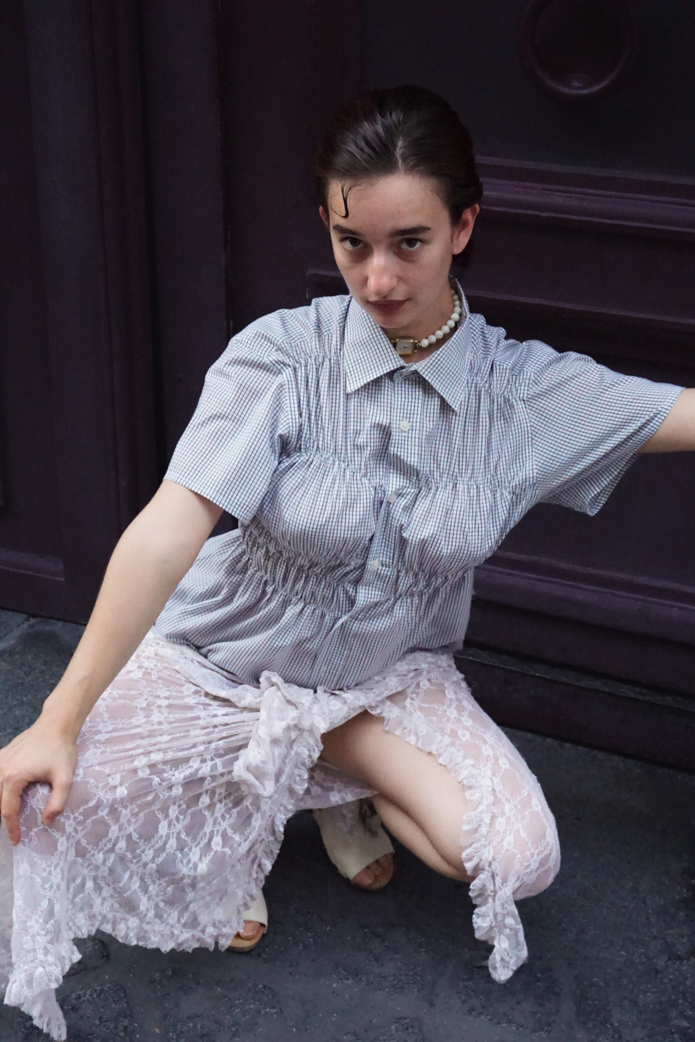 Chemise Romy blanche à carreaux