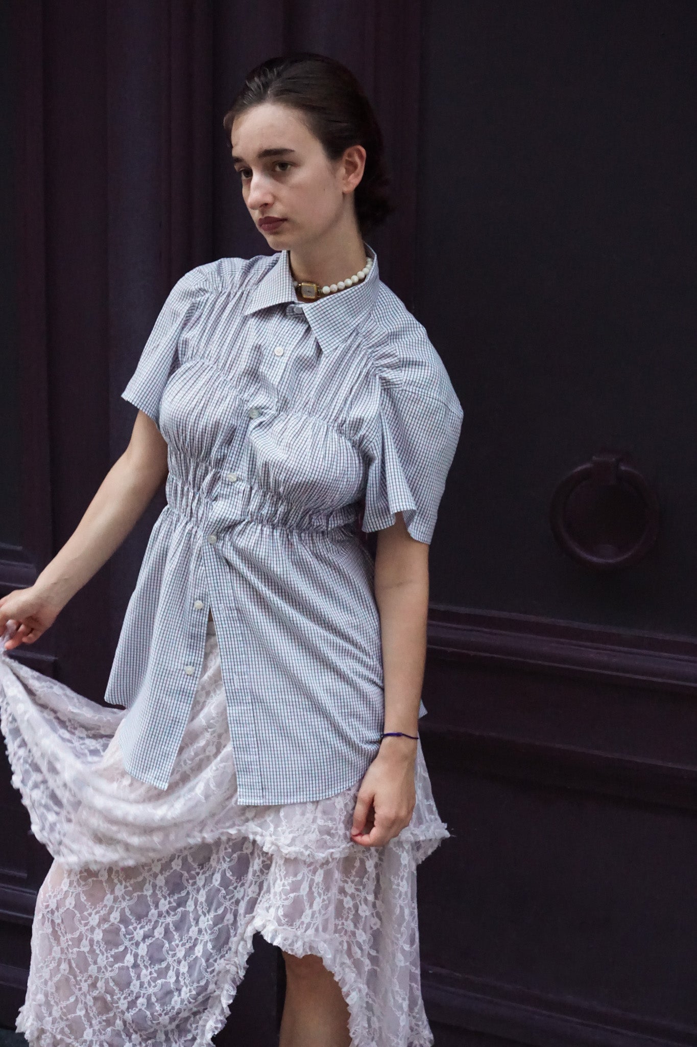 Chemise Romy blanche à carreaux