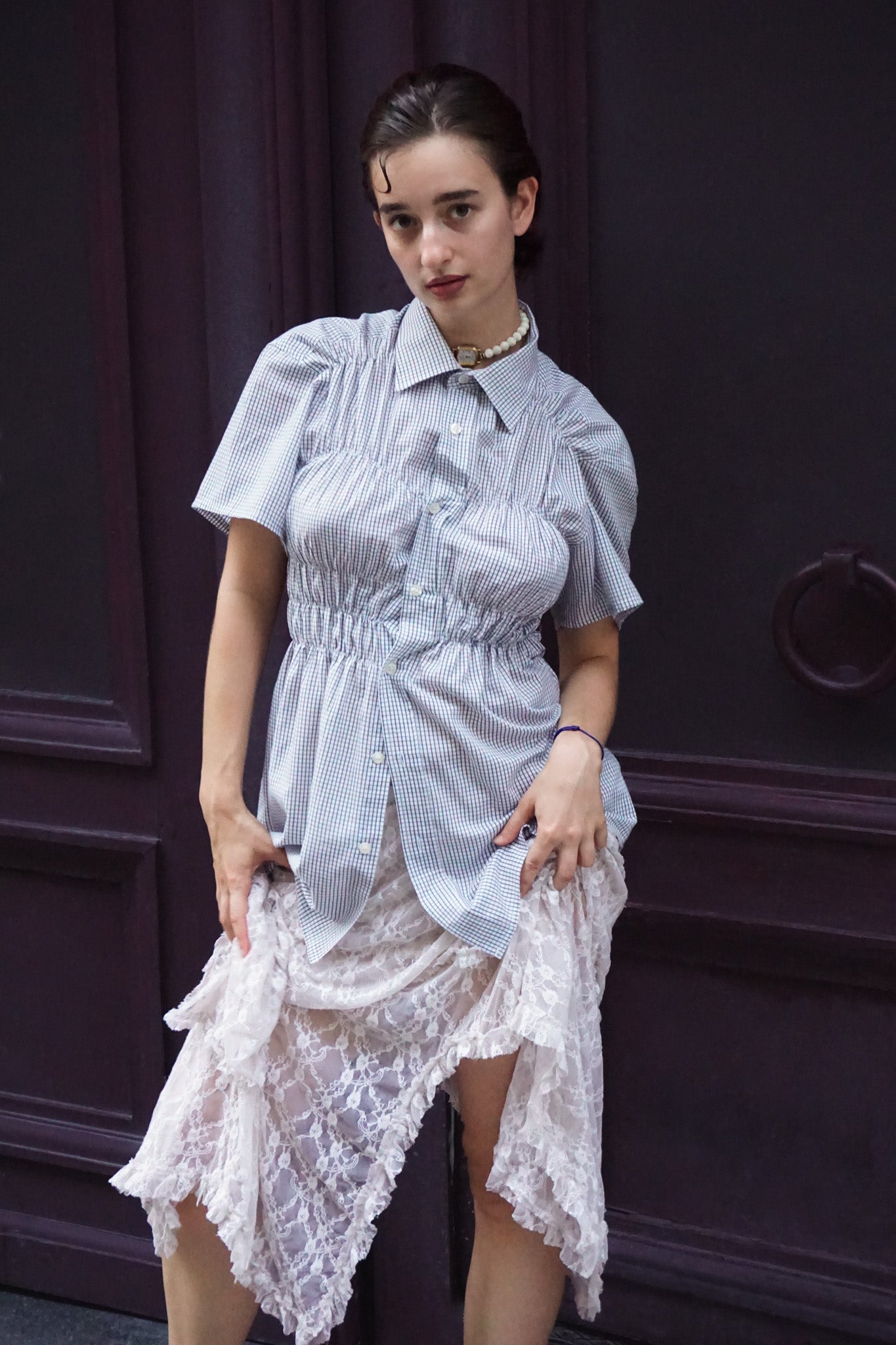 Chemise Romy blanche à carreaux