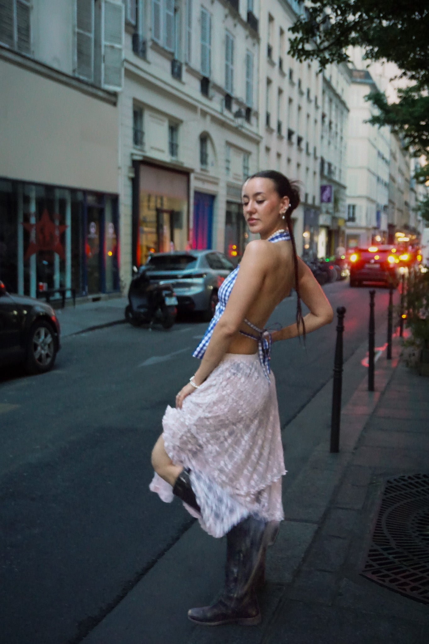 Top Ana vichy bleu et blanc