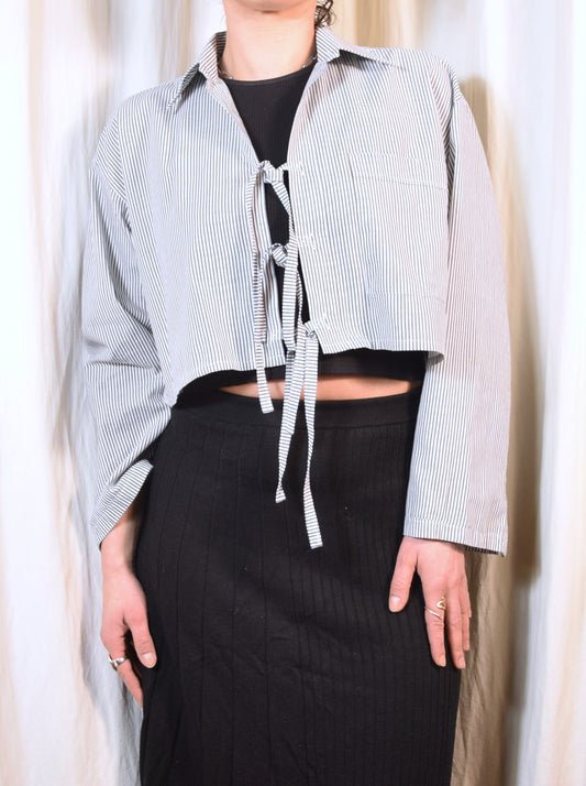 La chemise May à rayures gris/blanc
