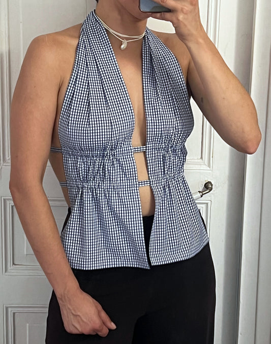 Le top Ana en vichy bleu et blanc