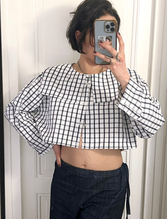 La chemise Dani blanche à carreaux bleus